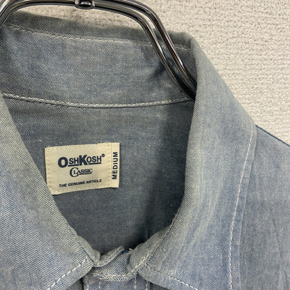 長袖デニムシャツ　インディゴ　Mサイズ　古着