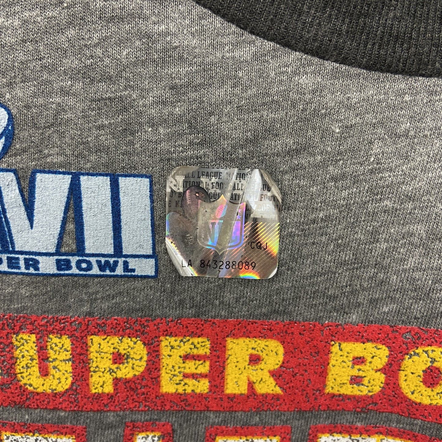 古着 used　Fanatics フィナティックス　NFL　スーパーボウル　長袖ラグランTシャツ　グレー　レトロデザイン　Lサイズ