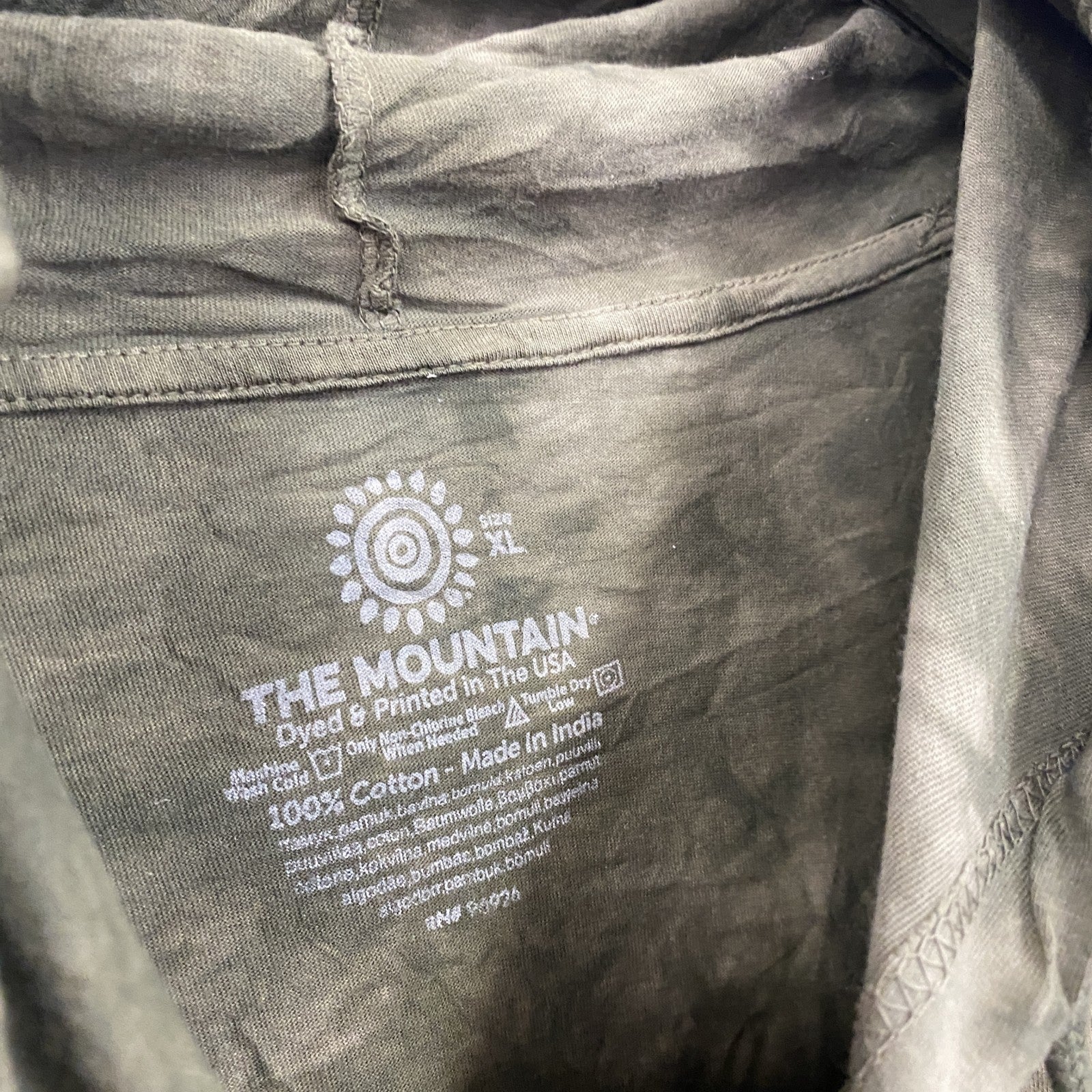 THE MOUNTAIN　フード付き長袖Tシャツ　ロンT　パーカー　アニマルT　タイダイ　緑　グリーン　XLサイズ