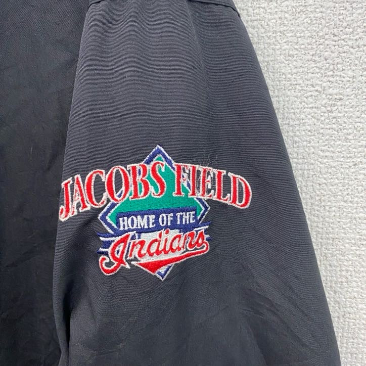 90s　MLB　インディアンス　プルオーバージャケット　ヴィンテージ　黒　ブラック　Lサイズ