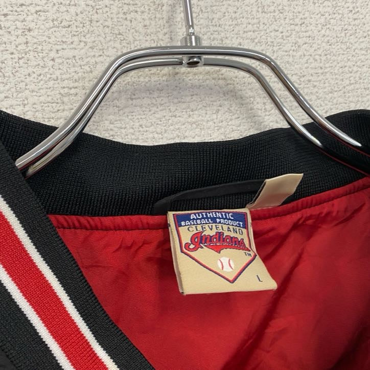 90s　MLB　インディアンス　プルオーバージャケット　ヴィンテージ　黒　ブラック　Lサイズ
