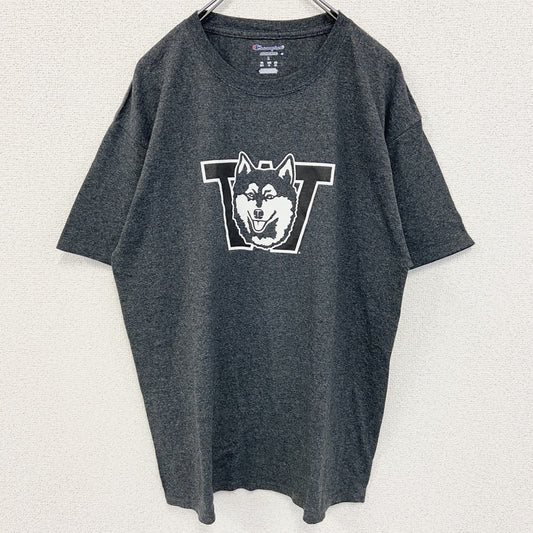 古着 used　Champion チャンピオン　半袖カレッジロゴプリントTシャツ　ワシントン大学　グレー　Lサイズ