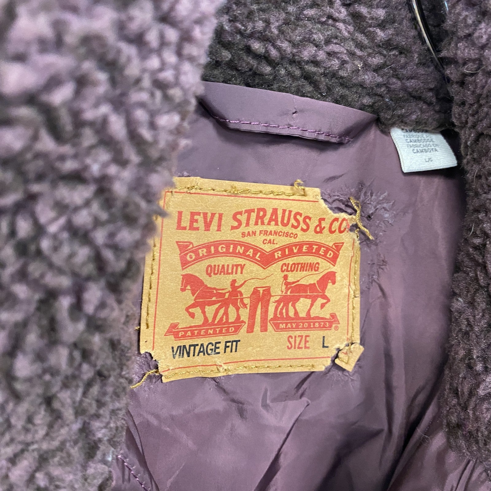 Levi’ｓ　リーバイス　ボアジャケット　紫　パープルブラウン　Lサイズ