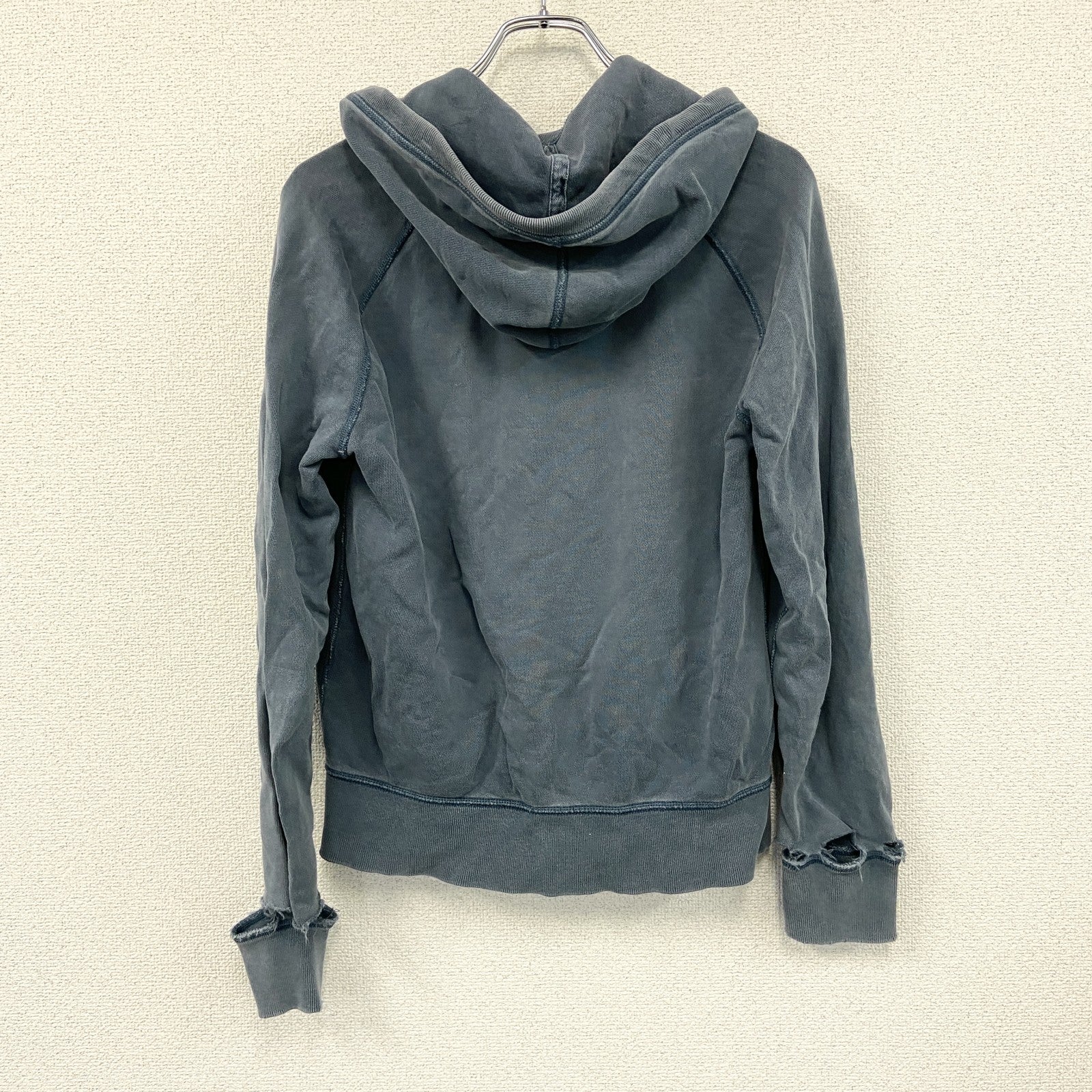 GAP　ギャップ　フルジップボロスウェットパーカー/フーディー　フェード　ラグランスリーブ　紺　ネイビー　XSサイズ