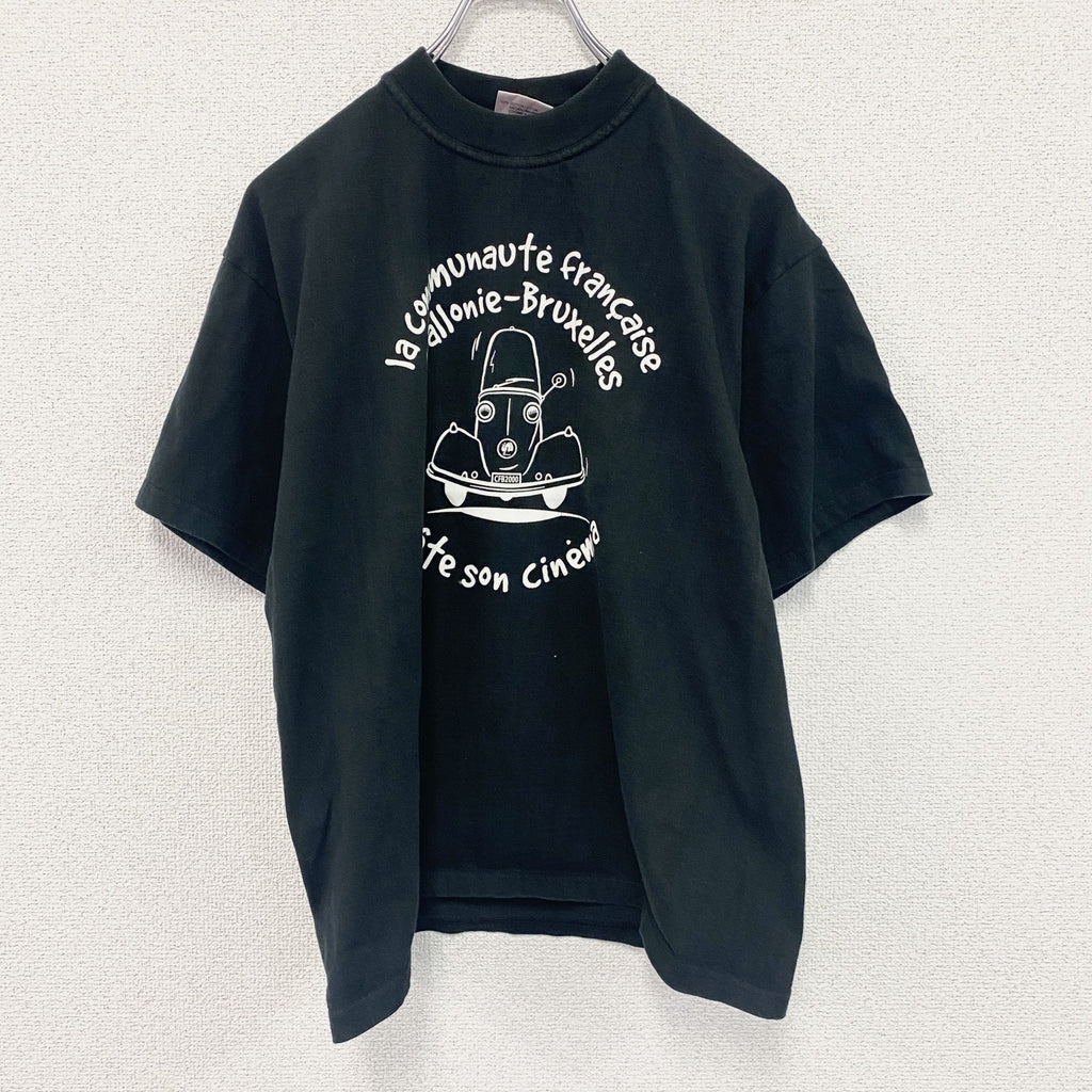 B＆C　半袖プリントTシャツ　ユーロ　黒　ブラック　Sサイズ