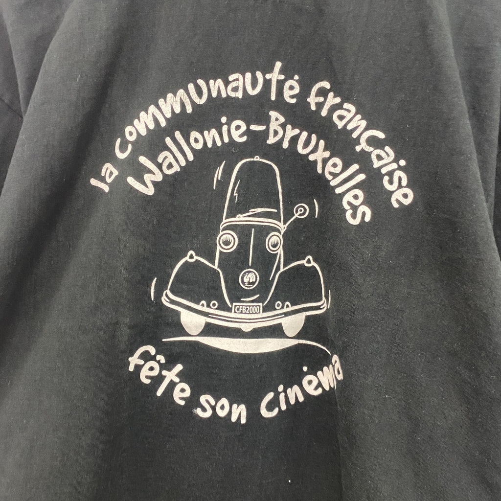 B＆C　半袖プリントTシャツ　ユーロ　黒　ブラック　Sサイズ