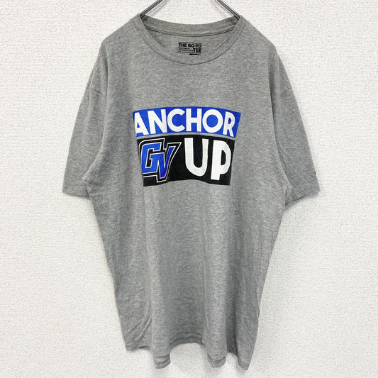 古着 used　adidas アディダス　半袖プリントＴシャツ　クルーネック　灰色　グレー　evolve　XLサイズ