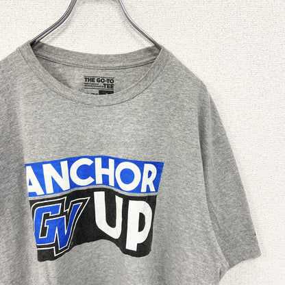 古着 used　adidas アディダス　半袖プリントＴシャツ　クルーネック　灰色　グレー　evolve　XLサイズ