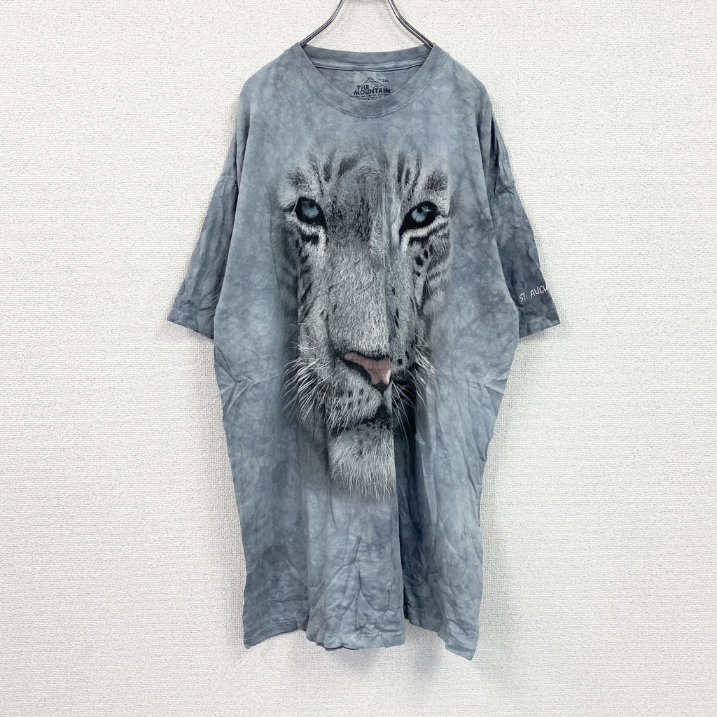 THE MOUNTAIN　ザマウンテン　半袖プリントTシャツ　アニマルT　タイダイ　灰色　グレー　2XLサイズ