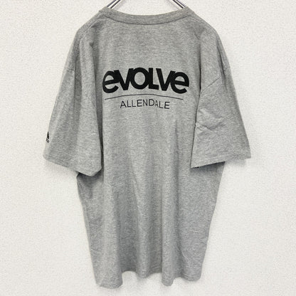 古着 used　adidas アディダス　半袖プリントＴシャツ　クルーネック　灰色　グレー　evolve　XLサイズ