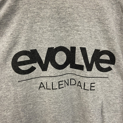 古着 used　adidas アディダス　半袖プリントＴシャツ　クルーネック　灰色　グレー　evolve　XLサイズ