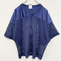 古着 used　ADAMS USA　半袖デザインTシャツ　メッシュ　青　ブルー　Vネック　個性的　レトロ　Lサイズ