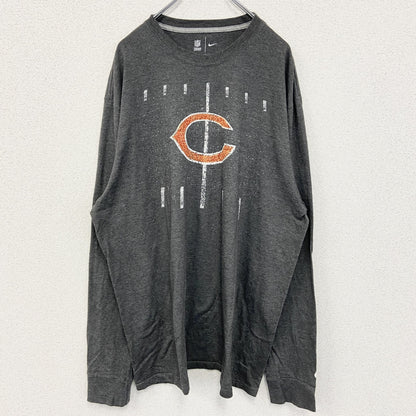 古着 used　NFL　CHICAGO BEARS　長袖ロゴプリントTシャツ　ダークグレー　ビックシルエット　XXXLサイズ