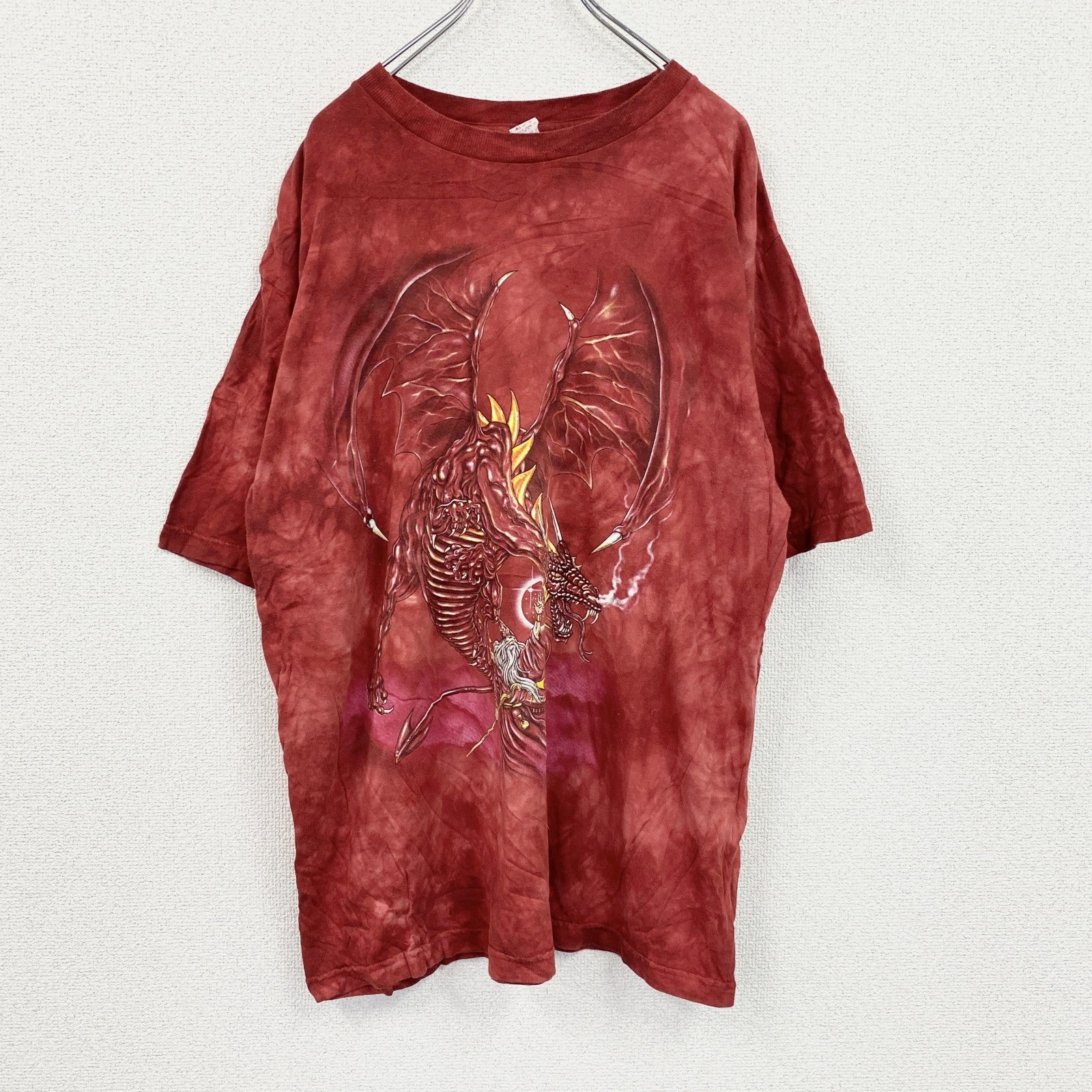 THE MOUNTAIN　ザマウンテン　半袖プリントTシャツ　アニマルT　タイダイ　赤　レッド　Lサイズ