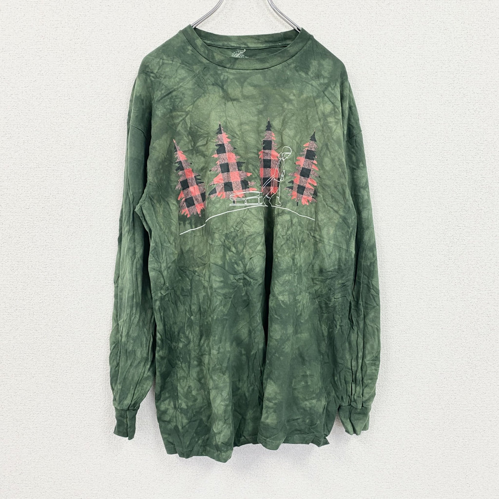 THE MOUNTAIN　ザマウンテン　長袖プリントTシャツ　タイダイ　緑　グリーン　Lサイズ
