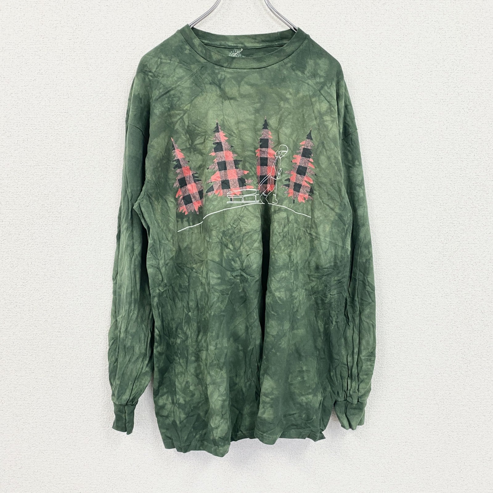 THE MOUNTAIN　ザマウンテン　長袖プリントTシャツ　タイダイ　緑　グリーン　Lサイズ