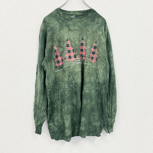 THE MOUNTAIN　ザマウンテン　長袖プリントTシャツ　タイダイ　緑　グリーン　Lサイズ