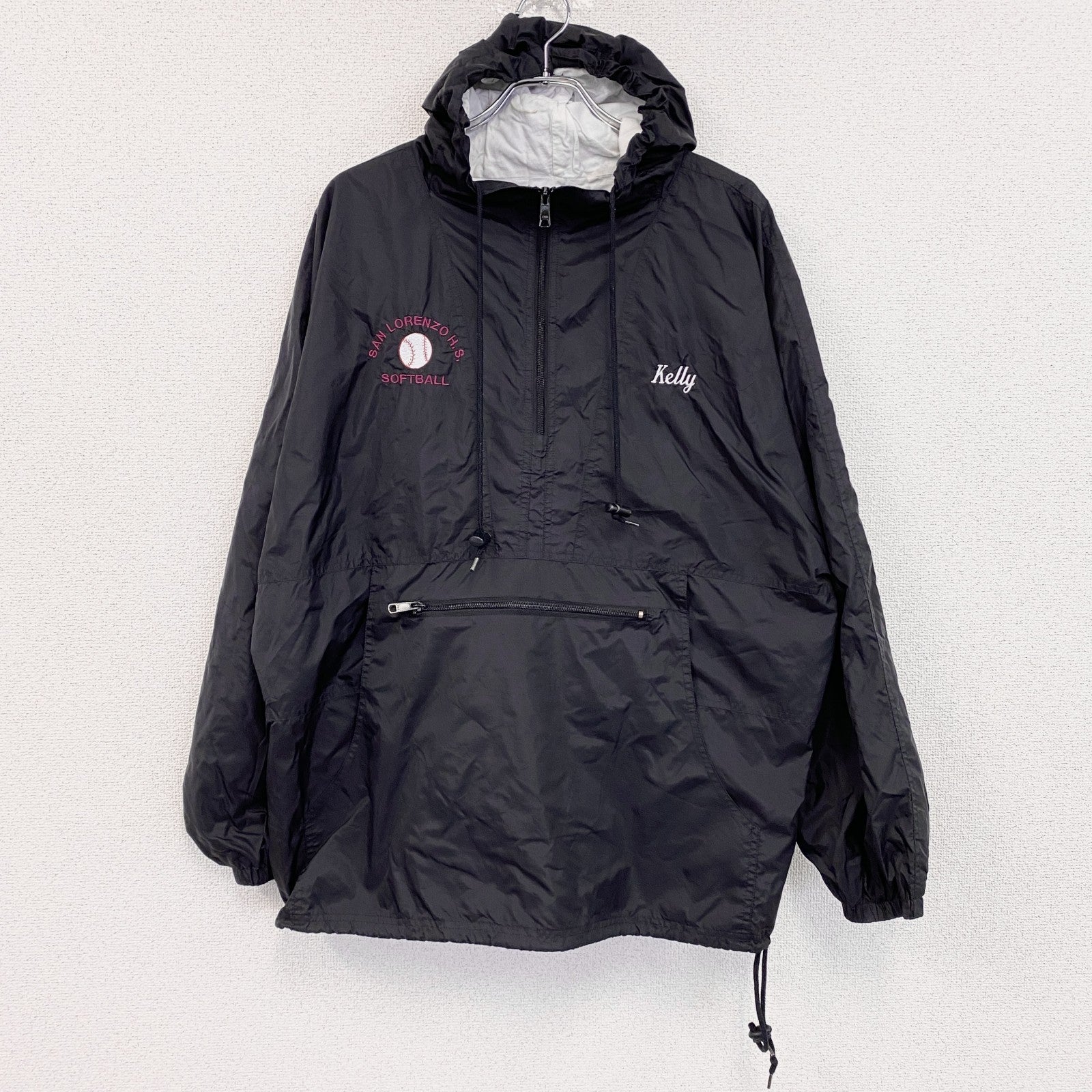 90s　PORT&COMPANY　アノラックナイロンパーカー　ヴィンテージ　黒　ブラック　XLサイズ