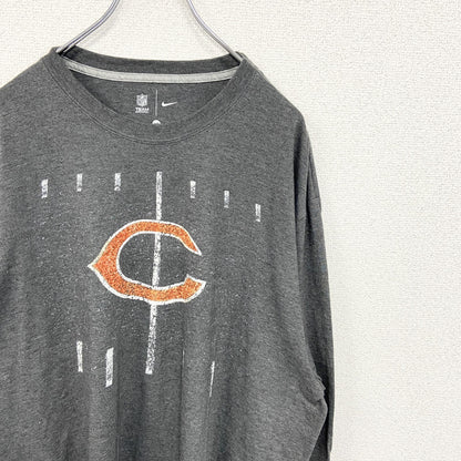 古着 used　NFL　CHICAGO BEARS　長袖ロゴプリントTシャツ　ダークグレー　ビックシルエット　XXXLサイズ