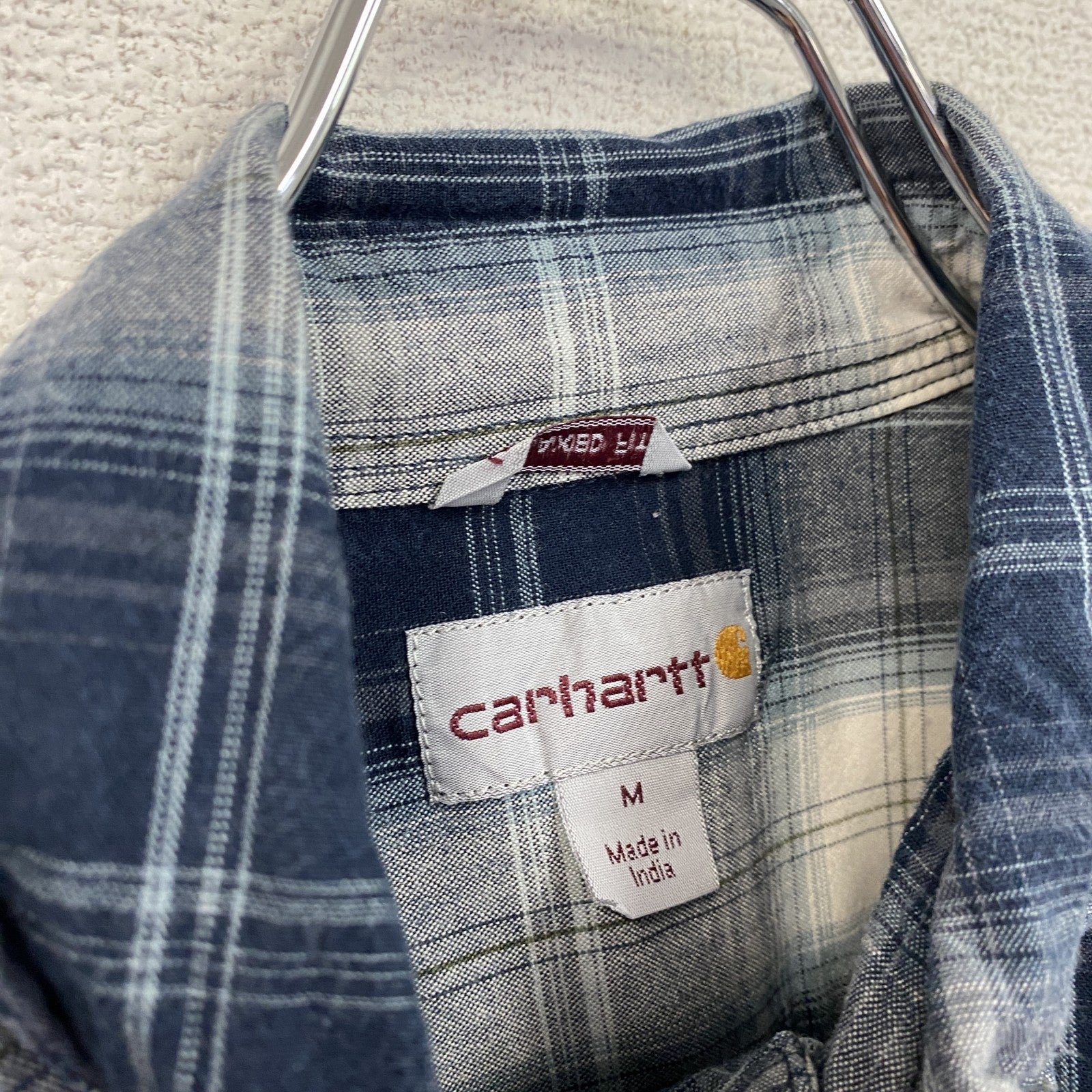 Carhartt　カーハート　長袖ボタンダウンシャツ　オンブレチェック　紺　ネイビー　Mサイズ