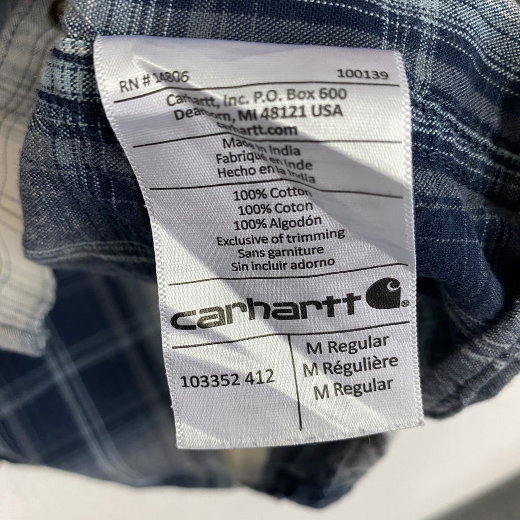 Carhartt　カーハート　長袖ボタンダウンシャツ　オンブレチェック　紺　ネイビー　Mサイズ