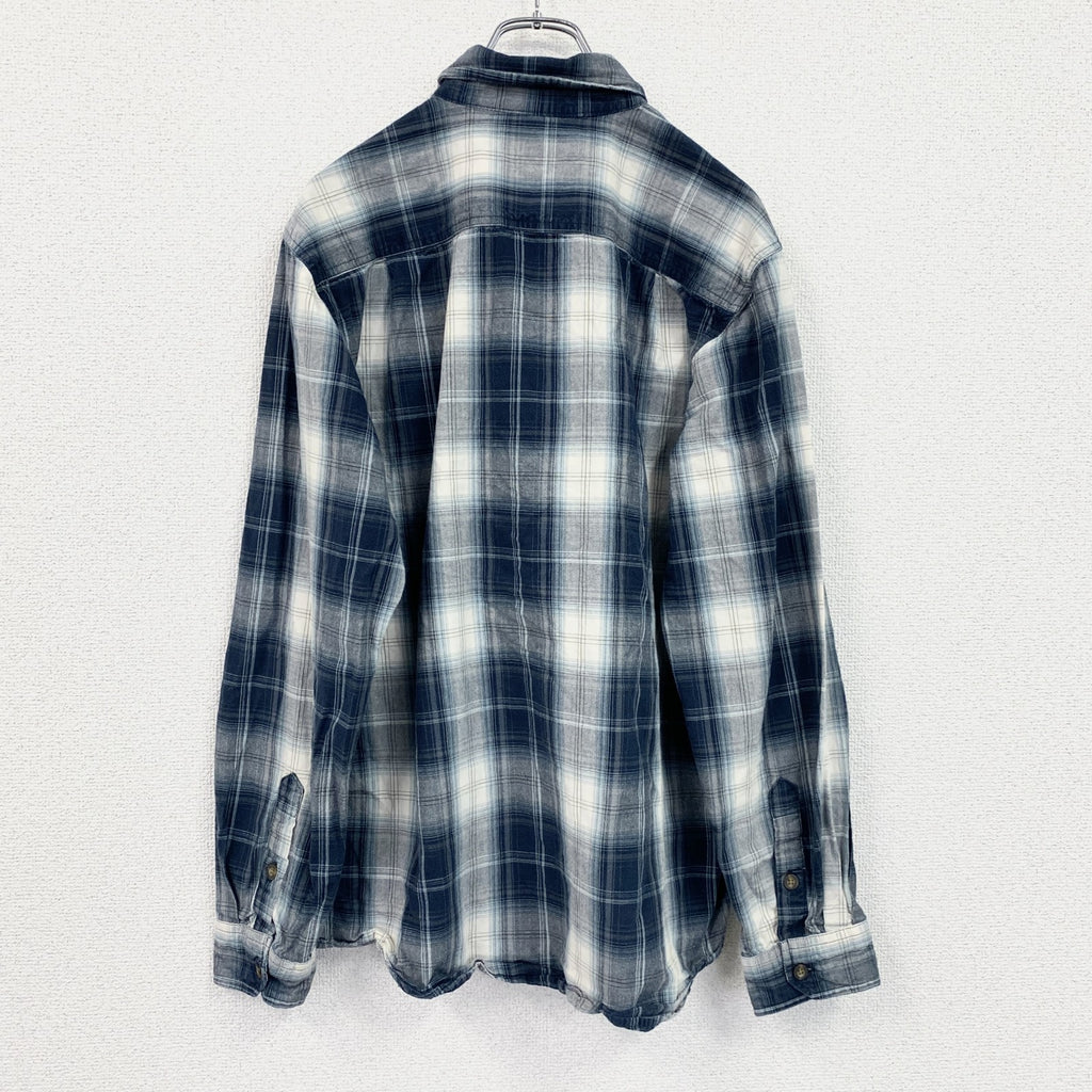 Carhartt　カーハート　長袖ボタンダウンシャツ　オンブレチェック　紺　ネイビー　Mサイズ