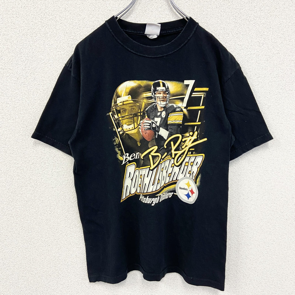 古着 used　NFL　ピッツバーグ・スティーラーズ　半袖プリントTシャツ　クルーネック　黒　ブラック　Mサイズ