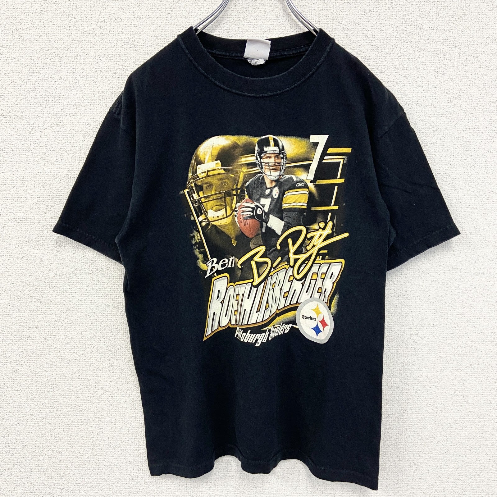 古着 used　NFL　ピッツバーグ・スティーラーズ　半袖プリントTシャツ　クルーネック　黒　ブラック　Mサイズ