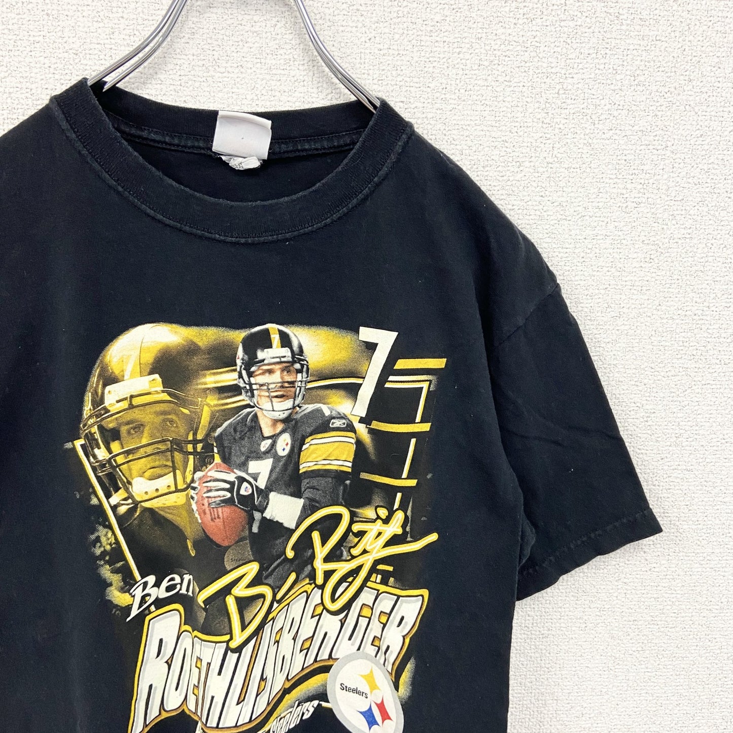 古着 used　NFL　ピッツバーグ・スティーラーズ　半袖プリントTシャツ　クルーネック　黒　ブラック　Mサイズ