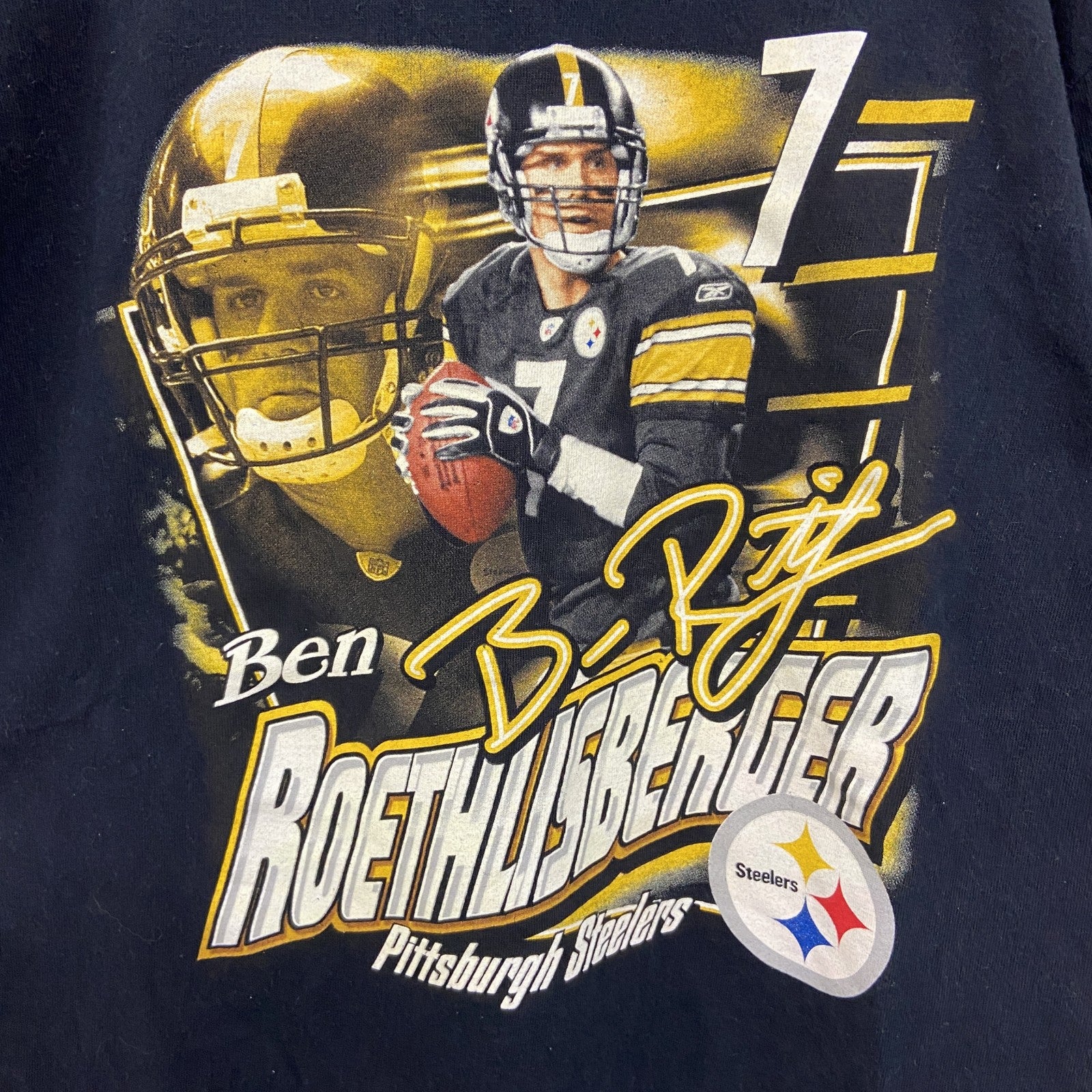 古着 used　NFL　ピッツバーグ・スティーラーズ　半袖プリントTシャツ　クルーネック　黒　ブラック　Mサイズ