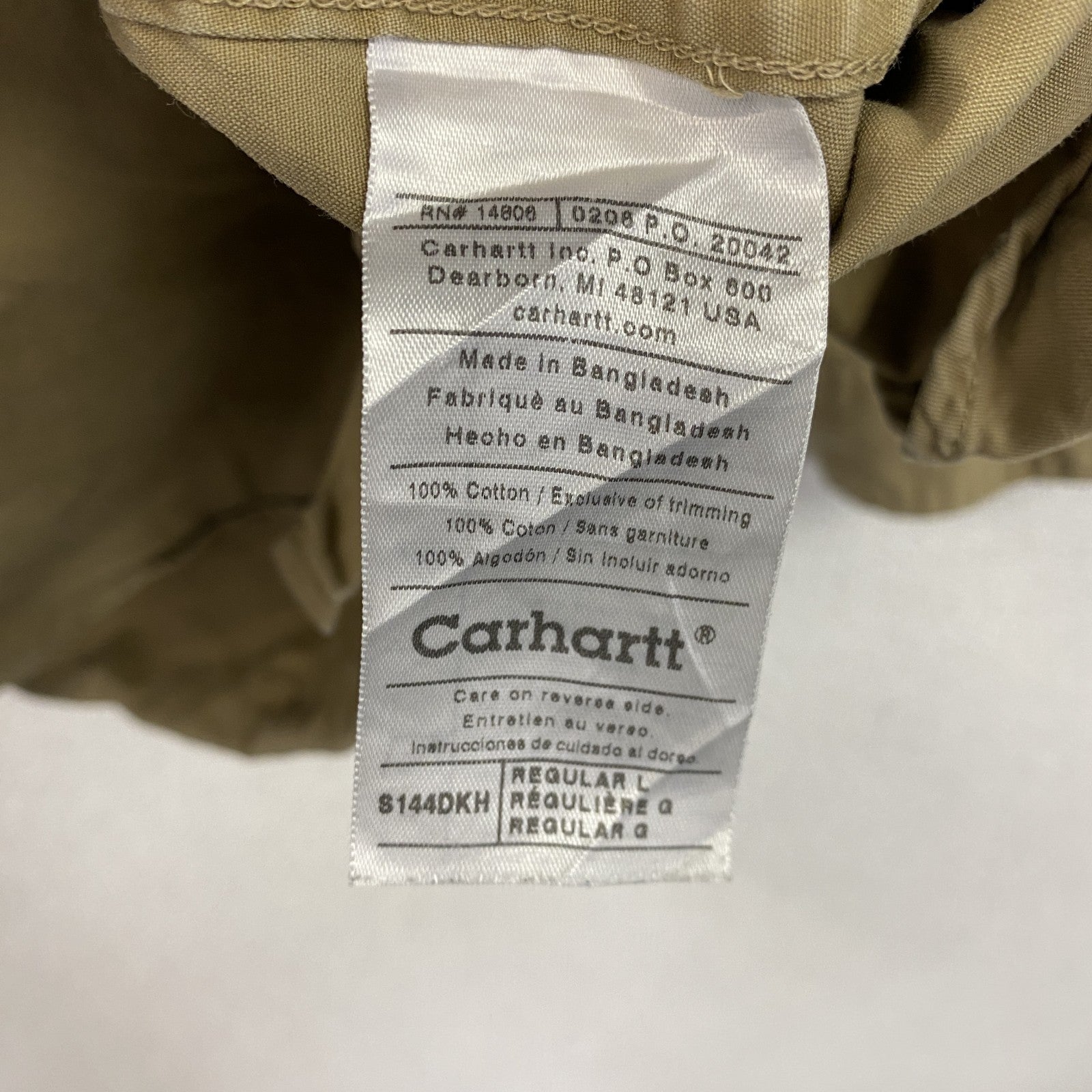 Carhartt　カーハート　長袖ボタンダウンシャツ　ワークシャツ　ベージュ　Lサイズ
