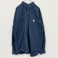 Carhartt　カーハート　長袖ボタンダウンシャツ　ワークシャツ　紺　ネイビー　Lサイズ