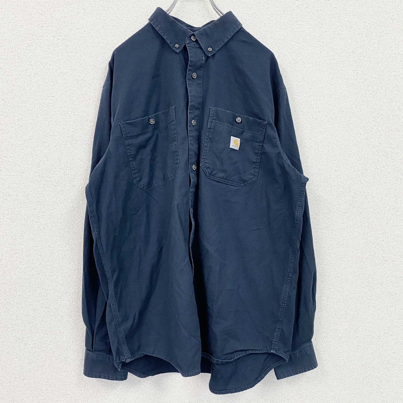 Carhartt　カーハート　長袖ボタンダウンシャツ　ワークシャツ　紺　ネイビー　Lサイズ