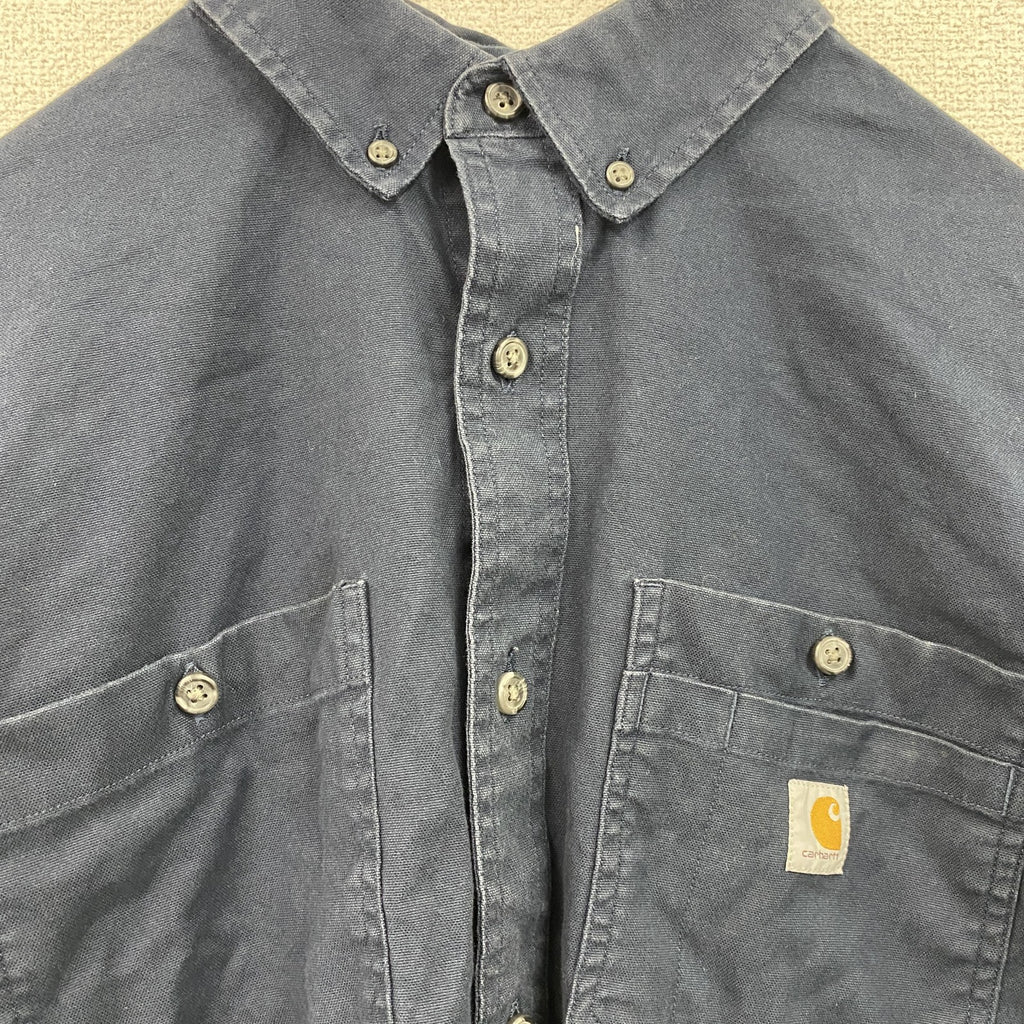 Carhartt　カーハート　長袖ボタンダウンシャツ　ワークシャツ　紺　ネイビー　Lサイズ