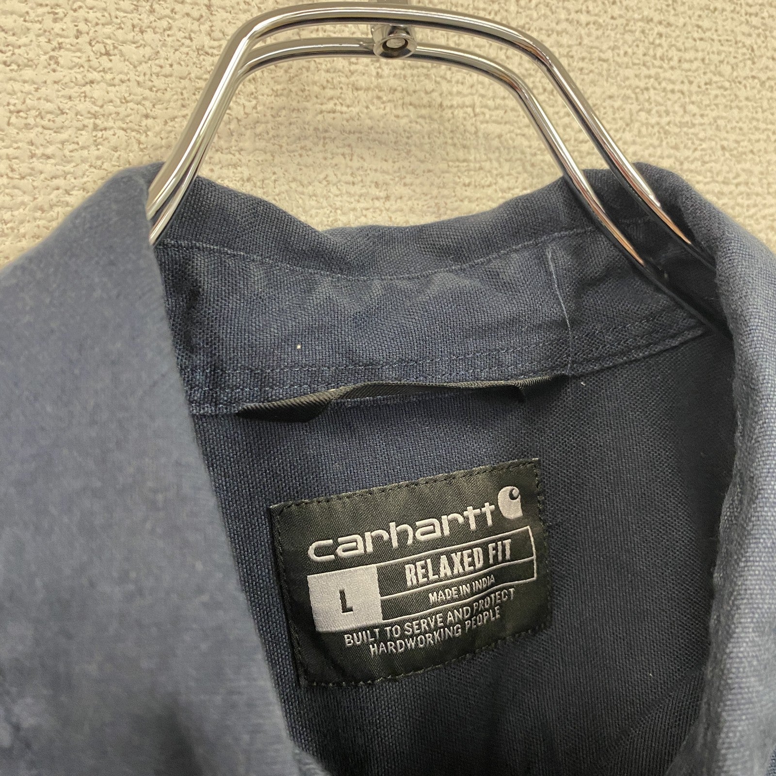 Carhartt　カーハート　長袖ボタンダウンシャツ　ワークシャツ　紺　ネイビー　Lサイズ