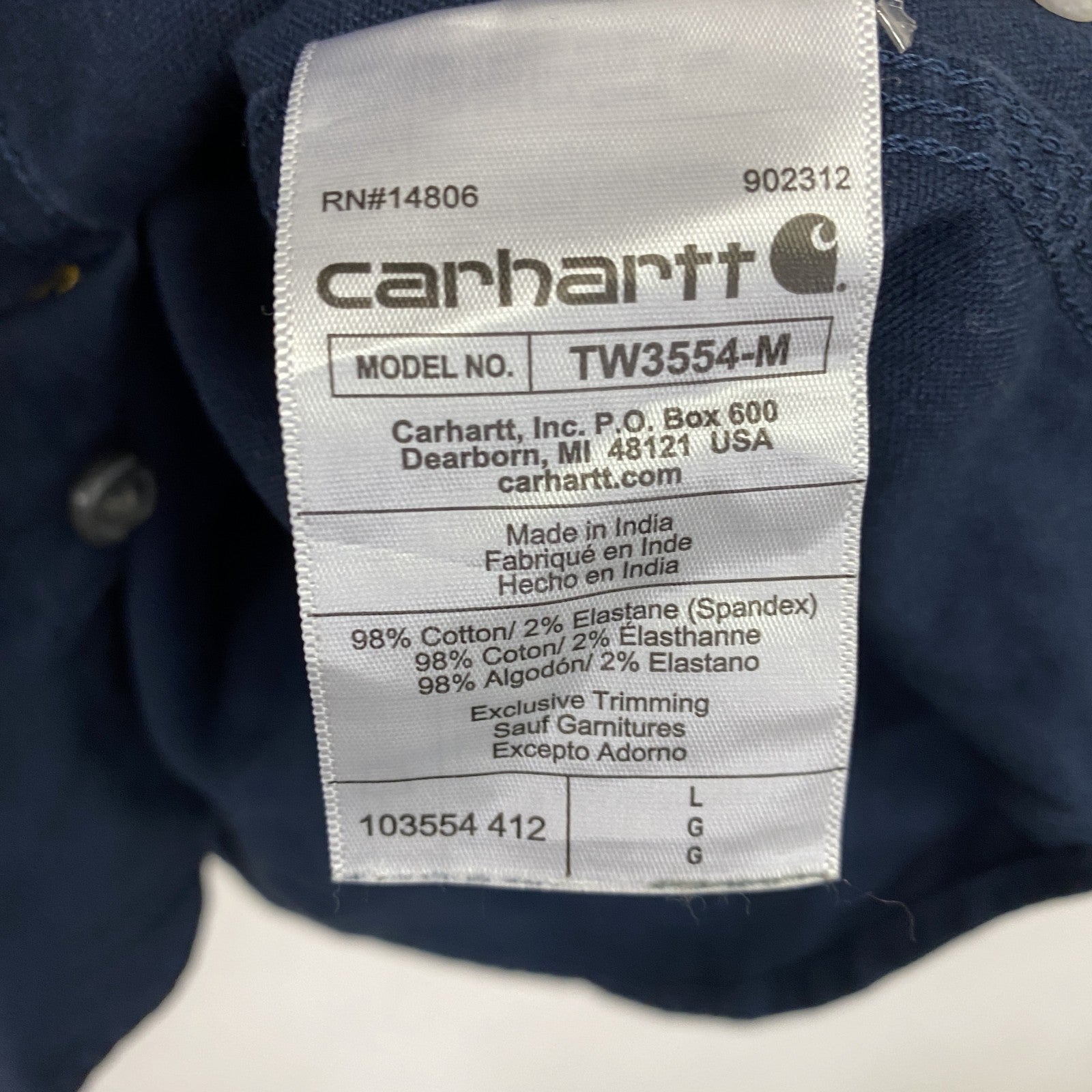 Carhartt　カーハート　長袖ボタンダウンシャツ　ワークシャツ　紺　ネイビー　Lサイズ