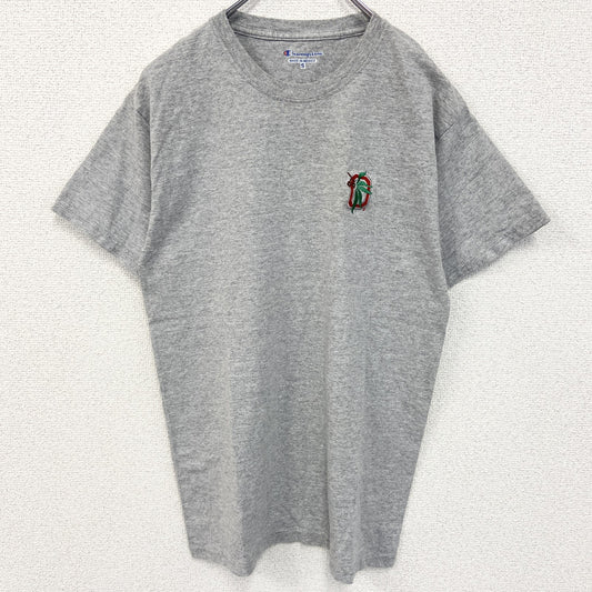 Champion　チャンピオン　半袖Tシャツ　刺繍ロゴ　ワンポイント　現行　灰色　グレー　Sサイズ
