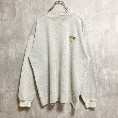 古着 used　Pro Edge　長袖刺繍カレッジスウェット　トレーナー　PURDUE　パデュー大学　ライトグレー　白　Lサイズ