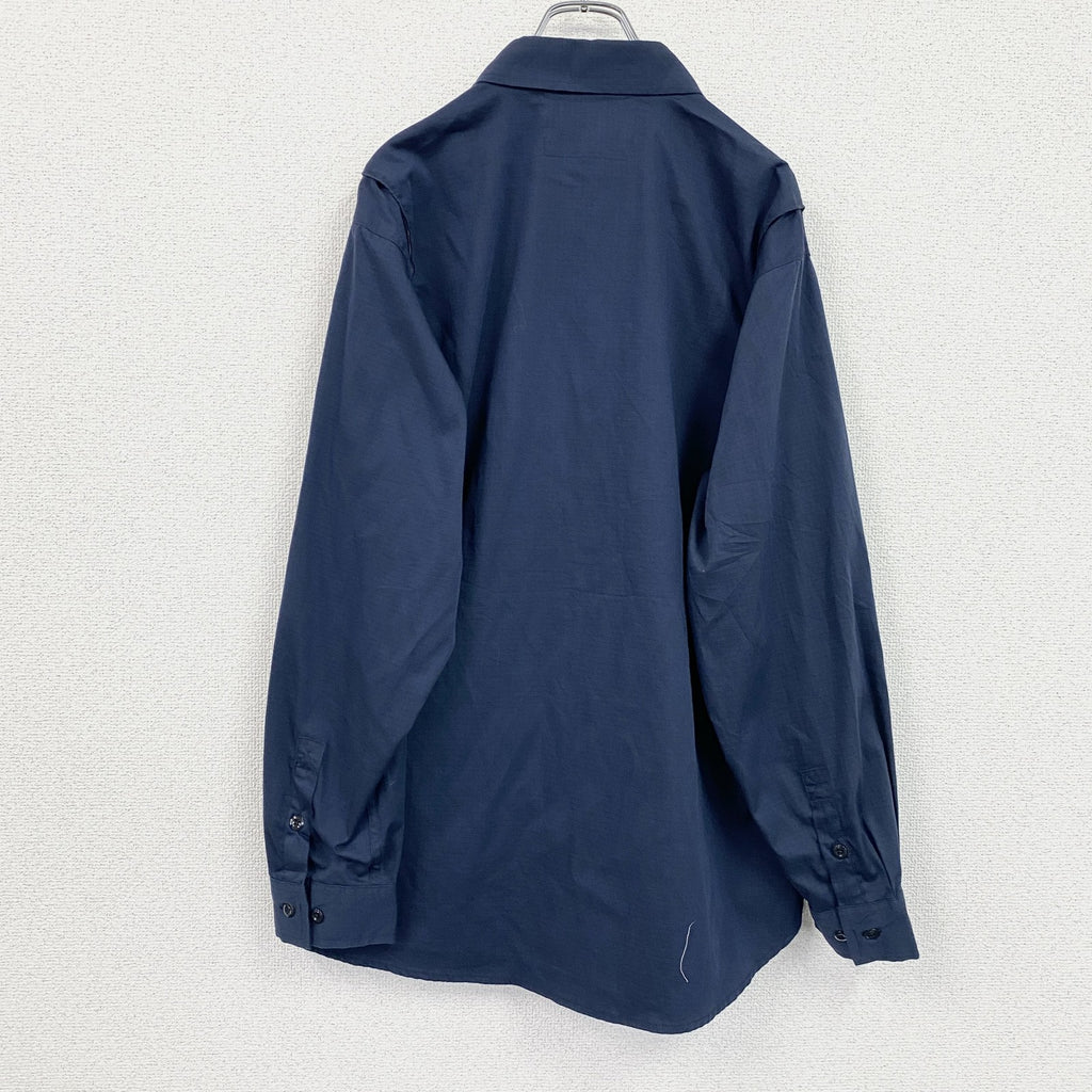 Carhartt　カーハート　長袖ワークシャツ　リップストップ　ワッペンカスタム　紺　ネイビー　Lサイズ