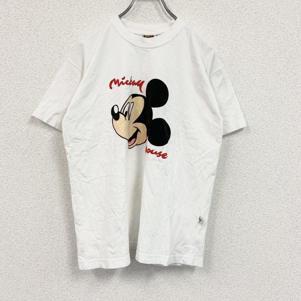 90s～　Disney　ディズニー　Mickey Mouse　ミッキーマウス　半袖プリントキャラクターTシャツ　ヴィンテージ　白　ホワイト　8サイズ