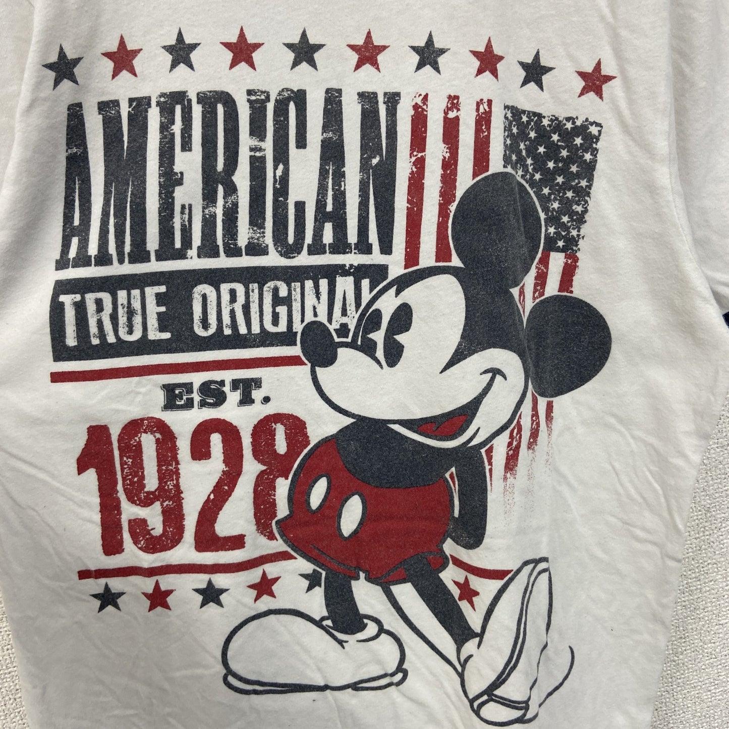 古着 used　Disney ディズニー　半袖プリントリンガーTシャツ　キャラクター　アメリカ　星条旗デザイン　Sサイズ