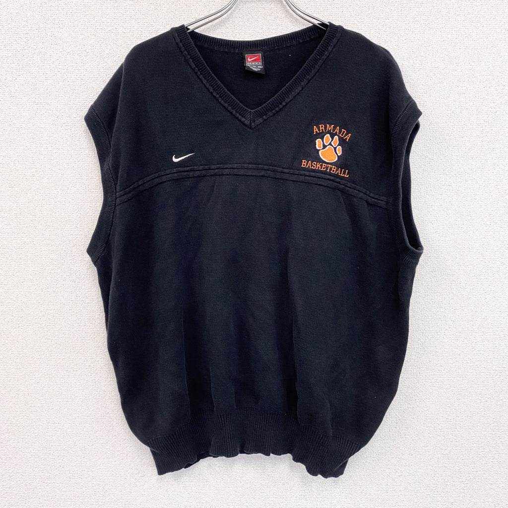 90s　NIKE　ナイキ　コットンニットベスト　ヴィンテージ　黒　ブラック　XLサイズ
