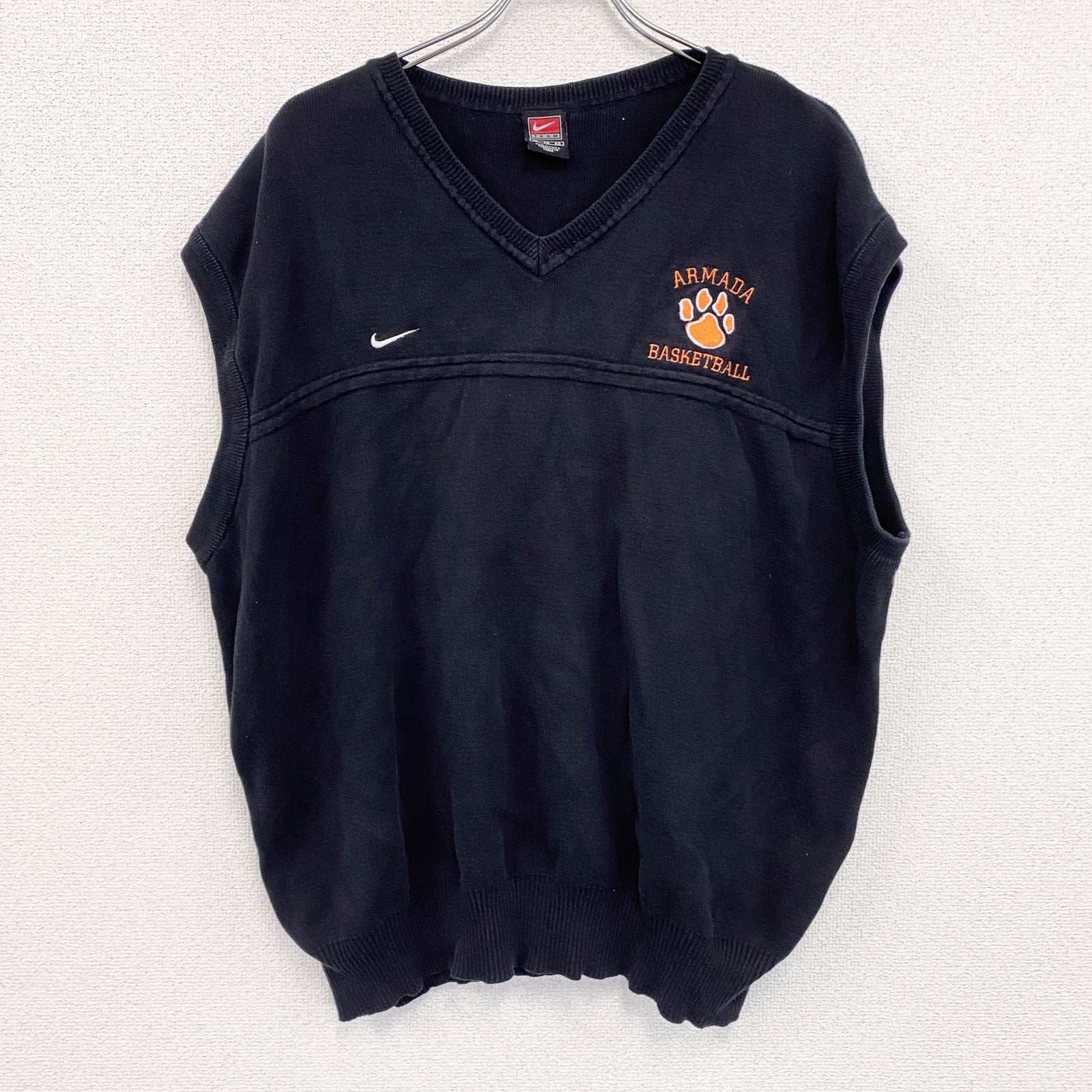 90s　NIKE　ナイキ　コットンニットベスト　ヴィンテージ　黒　ブラック　XLサイズ