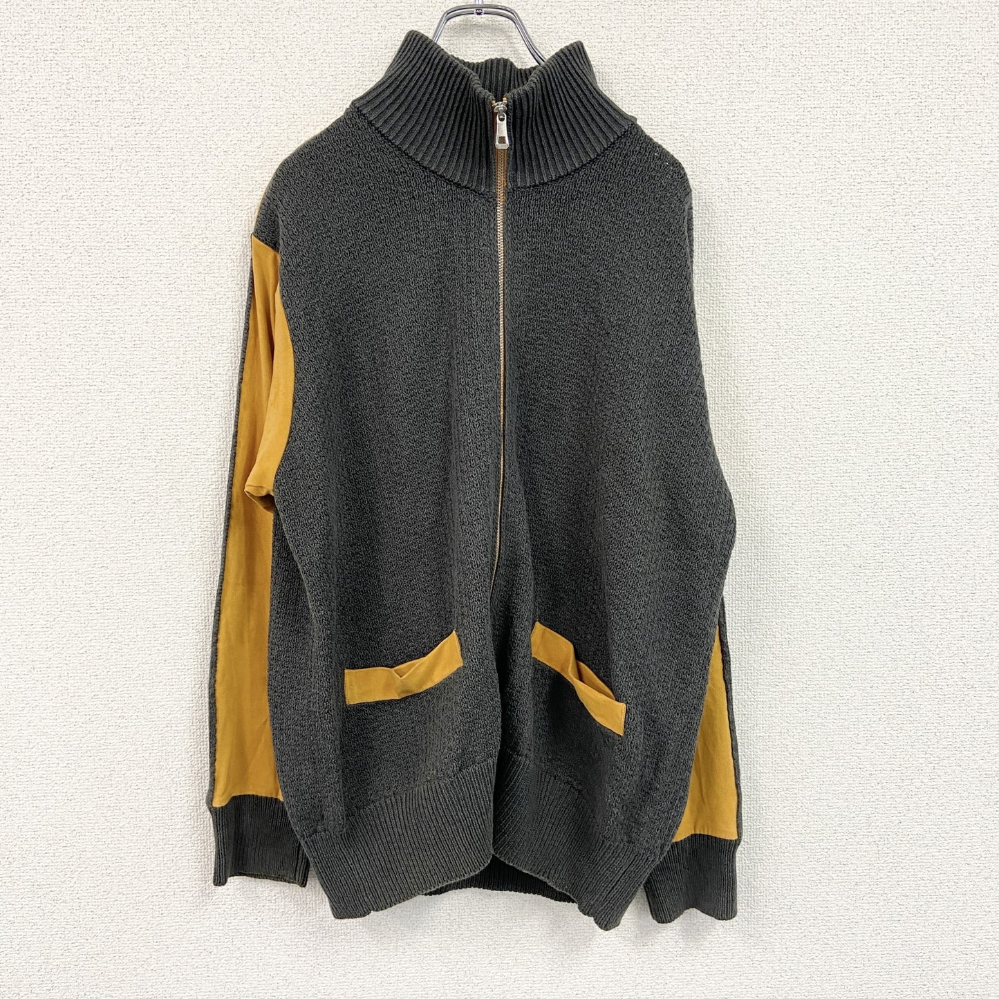 Soerte　ソエルテ　フルジップコットンニットセーター　ハイネック　灰色　グレー　2サイズ