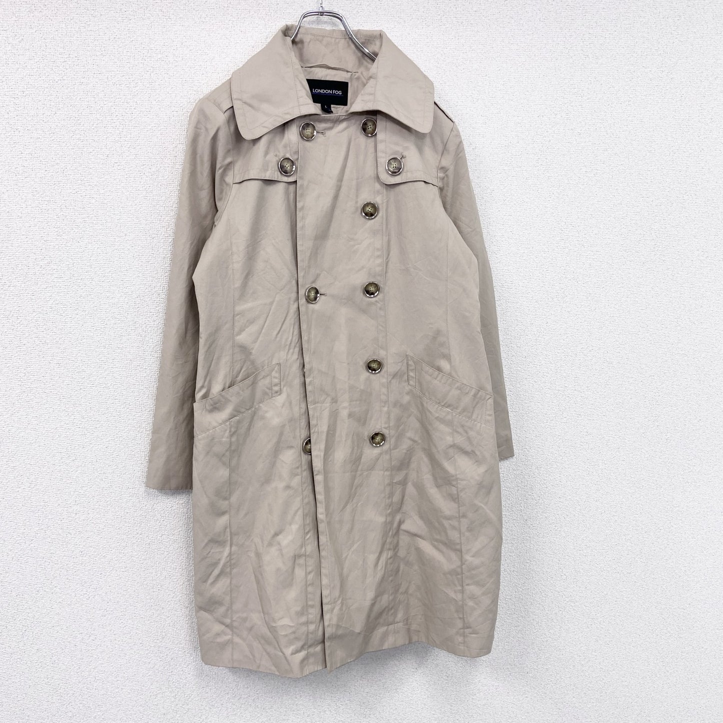 LONDON FOG　ロンドンフォグ　ダブルトレンチコート　ベージュ　Lサイズ
