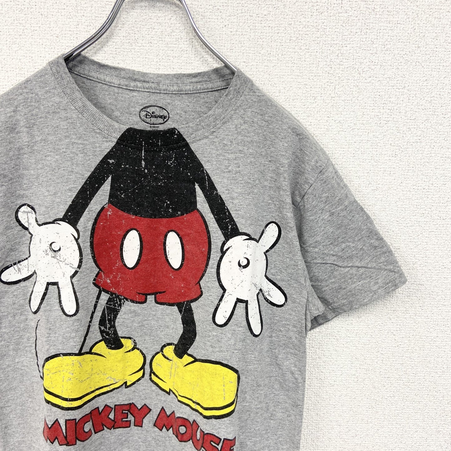 古着 used　Disney ディズニー　半袖プリントTシャツ　キャラクター　クルーネック　灰色　グレー　Sサイズ