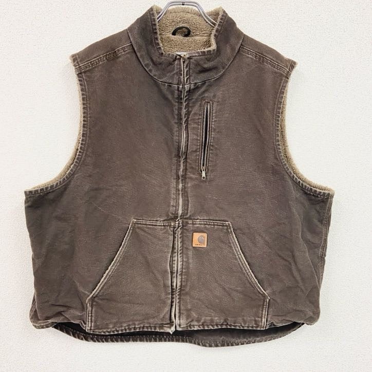 Carhartt　カーハート　フルジップダックベスト　裏ボア　ボアライナー　茶色　ブラウン　2XLサイズ