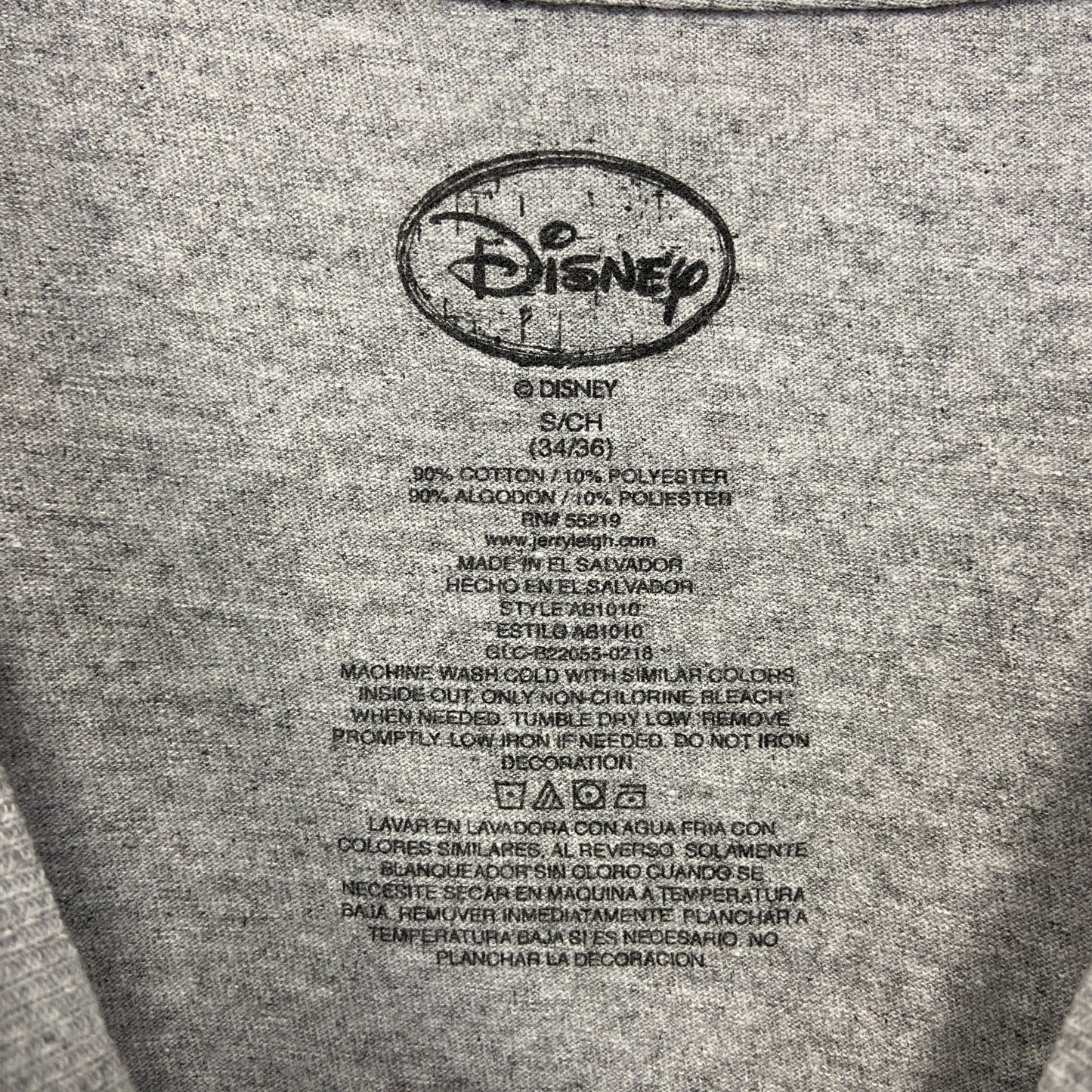 古着 used　Disney ディズニー　半袖プリントTシャツ　キャラクター　クルーネック　灰色　グレー　Sサイズ