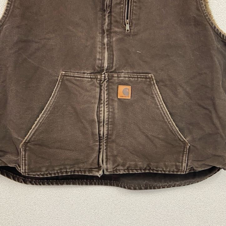 Carhartt　カーハート　フルジップダックベスト　裏ボア　ボアライナー　茶色　ブラウン　2XLサイズ