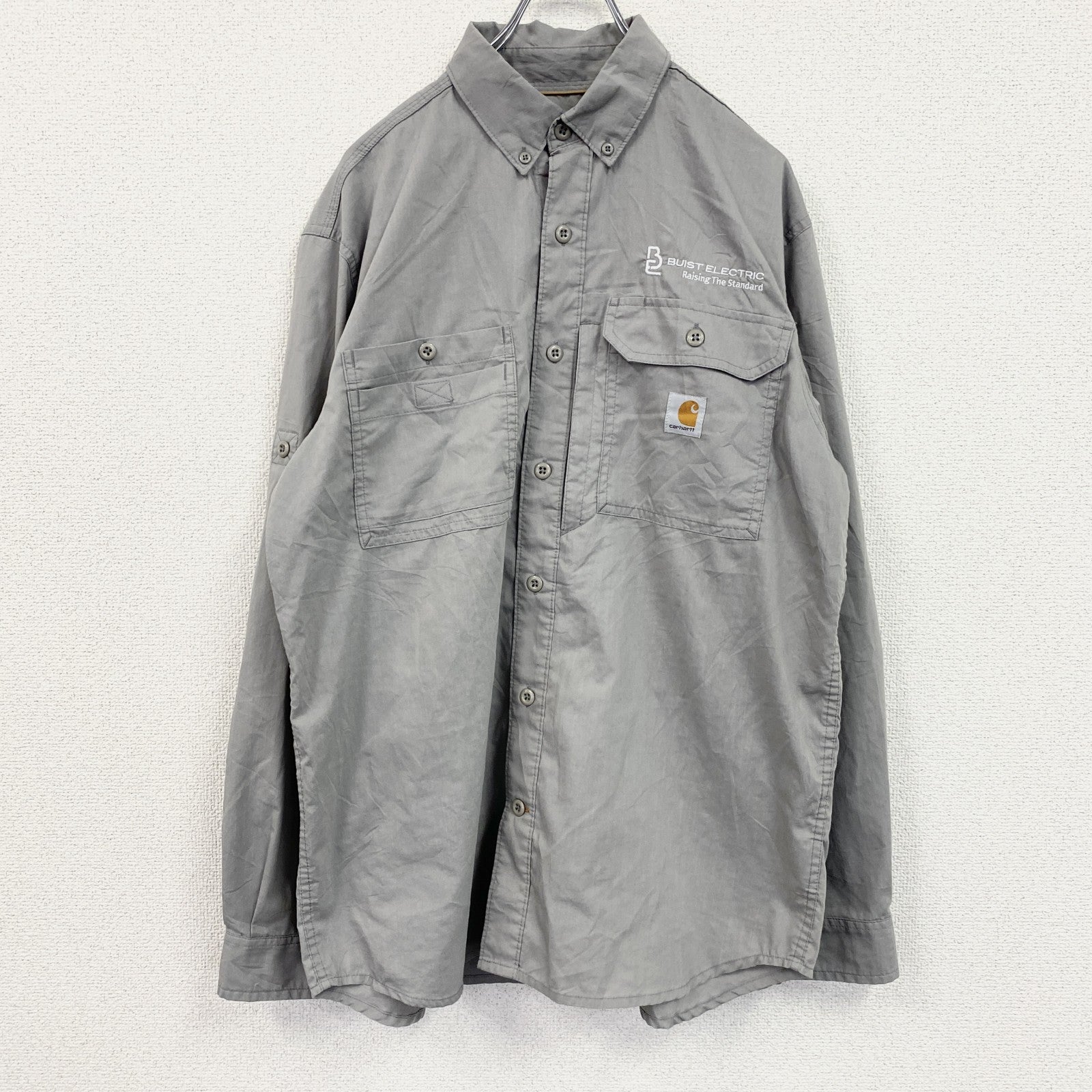 Carhartt　カーハート　長袖ワークシャツ　ボタンダウンシャツ　灰色　グレー　Mサイズ